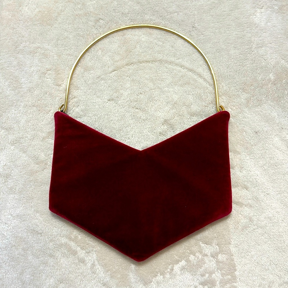 Bevza grain red velvet bag CLUTCH BURGUNDY Frankie shop